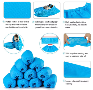 Cubiertas de <span class=keywords><strong>zapatos</strong></span> no tejidas desechables azules OEM disponibles para materiales de salud dental con tela transpirable ajuste cómodo 25-45gsm - Product Image 6
