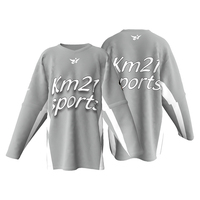 Maillots de hockey sur glace personnalisés avec logo OEM ODM, tailles XL 2XL, en polyester respirant, uniformes sublimés, antibactériens, avec drapeau