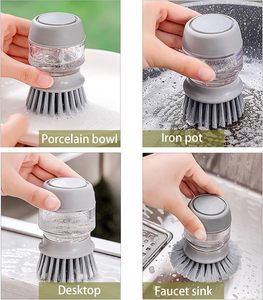 Cepillo de limpieza ecológico al por mayor para cocina doméstica, con dispensador de jabón para platos, cerdas suaves y mango de nailon. - Product Image 3