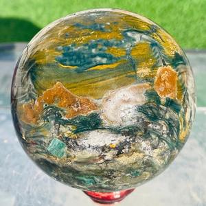 Sphère de pendule en cristal naturel de 7-10 cm, pierres brutes de jade et cristaux de guérison, sphère de jaspe océanique - Product Image 6