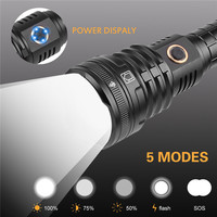 Lampe de poche LED rechargeable XHP90 Flash tactique à haute luminosité Torche LED portable d'auto-défense Torche à marteau de sécurité d'urgence