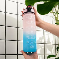Meilleure vente de bouteille d'eau de sport écologique gobelets en plastique sans BPA avec marqueur de temps pour la gymnastique