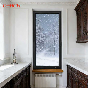 หน้าต่างบานเปิดอลูมิเนียม DERCHI NFRC รุ่นโมเดิร์น กรอบแคบ กระจกสามชั้น LowE แบบกำหนดเอง สีดำ สำหรับหน้าต่างที่อยู่อาศัย - Product Image 1