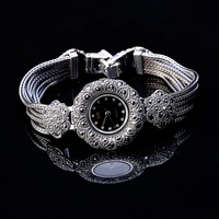 Classique De Luxe Dames Ovale Montre-Bracelet À La Mode En Argent Sterling 925 Plaqué Rhodium Quartz Femmes Cadeau De Fête