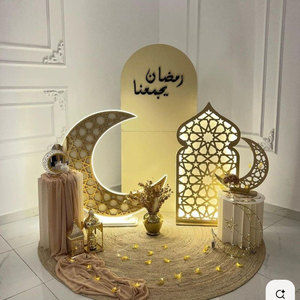 ديكور المنزل الإسلامي لعيد الفطر مبارك مسجد القمر الخشبي نحت خشبي أنيق للاحتفالات - Product Image 2