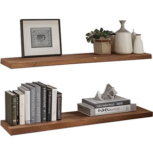 Étagères murales flottantes vintage en bois massif naturel, multi-niveaux, résistantes à l'humidité, pour le rangement de livres, meubles de rangement, support de rangement pour <span class=keywords><strong>CD</strong></span> - Product Image 6