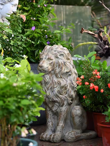 Statue de lion décorative en résine Sculpture animale artisanale en fibre de verre pour jardin et intérieur Statue de lion d'extérieur - Product Image 5