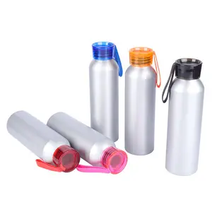 زجاجة مياه رياضية من الألومنيوم مخصصة خارجية مزودة بغطاء للترويج