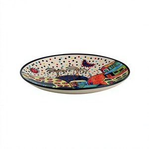 Handmade Ceramic Round <b>Plate</b> Bohemian Cartoon Design 300mm Diameter 8mm Thick Premium Quality Table Decoration <b>Mats</b> & Pads - Product Image 1