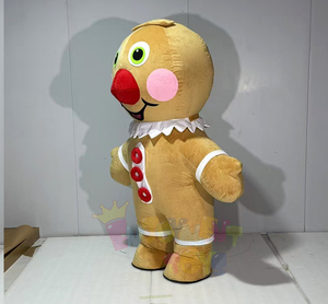 Hot Christmas Party Mascot Cute Cartoon Gingerbread Man y Santa Claus Walking Suit Traje inflable para la venta - Product Image 2