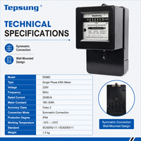 Tepsung DD862 Meter Energi Tradisional Satu Fasa Dua Kawat - Meter Watt-Jam Mekanis Kelas Akurasi 2.0 100A Maks.