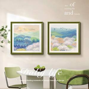 <span class=keywords><strong>Peinture</strong></span> à l'huile encadrée thérapeutique, <span class=keywords><strong>motif</strong></span> floral marin printanier, Montagnes dorées au lever du soleil, haut de gamme, ensemble deux pièces pour salon - Product Image 4