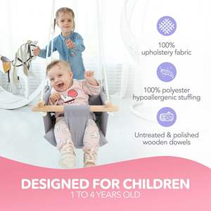 DB Toile Style Européen En Bois Suspendu Balançoire Chaise Durable Intérieur/Extérieur Bébé Balançoire avec Ceinture De Sécurité - Product Image 5