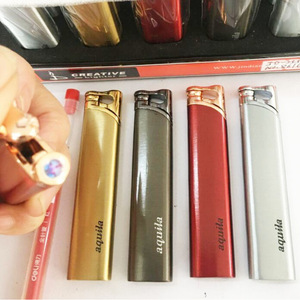 Wholesale Metal Straight Flash Lighter Windproof Refillable Butane Fuel <b>Gas</b> Lighter For Giveaways - Product Image 1
