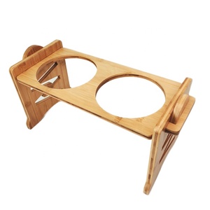 Tigelas de madeira para cachorros <span class=keywords><strong>eco</strong></span> <span class=keywords><strong>friendly</strong></span>, bambu elevado, alimentador de filhotes de cachorro, tigela para animais de estimação com suporte