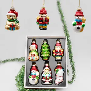 Pendentifs en verre pour arbre de noël, bonhomme de neige, casse-noisette, ornement d'intérieur, cadeau adapté à une fête à la maison, 20 pièces