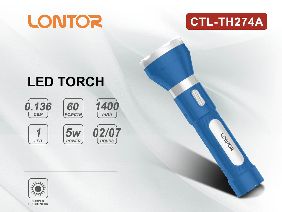 Lontor Rechargeable LED Handy Torch CTL-TH274A BLUE (N) | Deluxe Nigeria