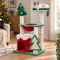 Kinghon En gros Arbre à chat moderne de luxe en bois, avec maison, griffoir et structure d'escalade, emballage en carton écologique pour animaux de compagnie