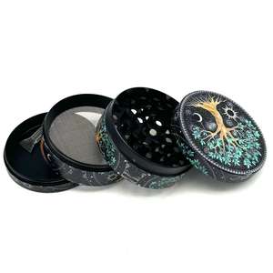 Molino de Hierbas de Aleación de Zinc Metálico de 63 mm con Logotipo Personalizado Jinlin, Molinillo de Tabaco de 4 Capas Plano con Logotipo Personalizable, Gran Venta - Product Image 2