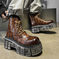 Bottes de rock gothique punk rétro de haute qualité pour hommes, augmentant la taille, style heavy metal