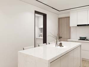 Juego de Muebles de Cocina Modulares Modernos de Madera Contrachapada con Acabado de Laca de Alto Brillo, Isla de Mármol con Fregadero y Protector Contra Salpicaduras para Apartamento - Product Image 6