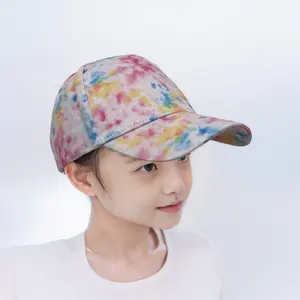 Topi baseball ikat celup bayi balita anak-anak lucu topi warna-warni untuk anak perempuan merah muda enam panel katun topi yang dapat disesuaikan grosir gorras