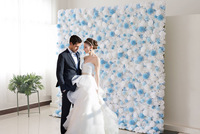 Dinding Bunga Artifisial Putih dan Biru yang Elegan untuk Latar Belakang Pernikahan, Dapat Digunakan Kembali