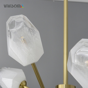 DPL38082 Suspension de plafond personnalisée de 1 mètre à 9 lumières en verre et cuivre moléculaire multi-branques pour projets modernes résidentiels, hôteliers et espaces commerciaux - Product Image 3