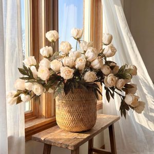 Fleurs artificielles transfrontalières en soie, roses, branche unique, pour décoration de mariage et de maison, style luxe léger - Product Image 2