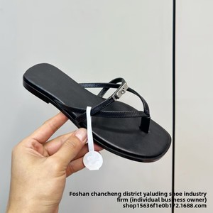 Sandalias de Playa para Mujer, <span class=keywords><strong>Marca</strong></span> H, Primavera/Verano 2026, Nuevas, con Hebilla Metálica Pequeña y Correa en el Dedo, de Cuero Genuino - Product Image 3