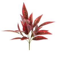 Planta Artificial con Hojas de Madera que Cambian de Color, Decorativa en Maceta, para Arreglos de Boda, Lámina de PVC Roja, Falsa, Verde, para Interiores