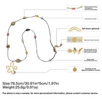 Automne hiver Vintage à la main or tissé pierre naturelle en acier inoxydable fleur collier de perles femmes Style ethnique chandail chaîne