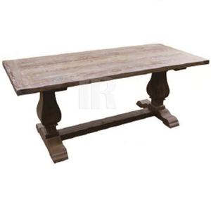Reclaimed Elm <b>Plank</b> Top with Pail Leg Pedestal Dining Table - Product Image 1