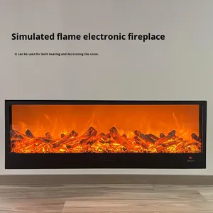 Cheminée Électronique 3D Ultra-Mince Encastrable Moderne en Acier Inoxydable pour Intérieur, Appartement, Maison, Salon, Chambre, Hôtel - Product Image 2