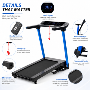 Tapis roulant K-FIT GSTA-4510 avec inclinaison automatique 15 niveaux, 14 km/h, moteur 2,5 CV, 12 programmes, Bluetooth, MP3, USB, capteur de pouls, fitness à domicile - Product Image 2