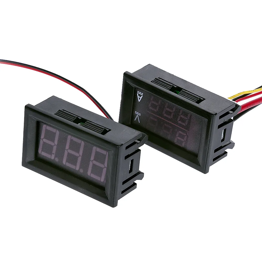 Voltmeter Digital Pengukur Voltase, Ampere Meter Digital, Penguji Indikator Voltase dengan Kabel