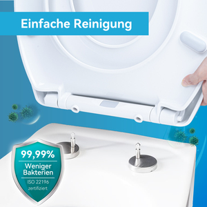 Siège de toilette en plastique blanc à fermeture douce, couvercle WC avant à fermeture lente, installation facile, remplacement de siège de salle de bain - Product Image 4