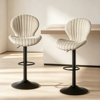 Tabouret de bar réglable en hauteur Runwoodmodern, design ergonomique, pivotant, chaise de comptoir de cuisine, tissu doux, éponge à mémoire de forme