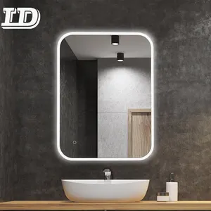 Espelho do banheiro de luz led fohu, espelho inteligente do banheiro com wifi e conexão