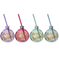 Nouvelle bouteille d'eau en verre boule de couleur au minimum avec boule de Noël en paille pour la cuisine et la boisson