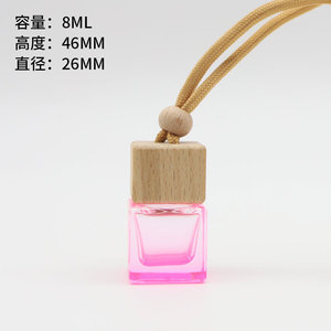 Botella negra de 8ml con estampado y cubierta de madera con recarga de vidrio de encaje negro Perfume de coche vacío botella de moda colgante difusa - Product Image 4