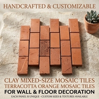 Carreaux de mosaïque en céramique antidérapants modernes faits à la main, couleur terre cuite orange, pour la décoration murale/sol de cour d'hôtel - Prix