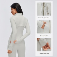 Vestes de sport pour femmes, coupe ajustée, veste d'entraînement zippée, vestes de course avec poches à fermeture éclair dorées