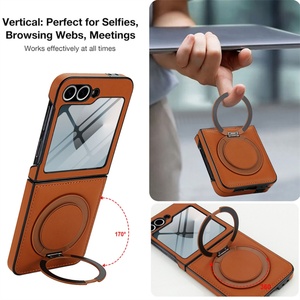 Funda Magnética de Cuero PU para Samsung Z Flip 7 6 5 4 3 con Anillo Metálico, Protector de Pantalla Frontal y Cubierta Trasera Antigolpes - Product Image 5