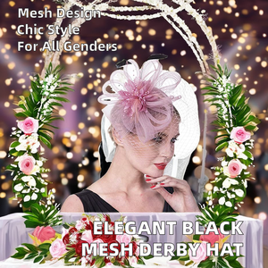 Elegant Black Flower Mesh Net <strong>Fascinator</strong> Lady for <strong>Wedding</strong> Parties <strong>Small</strong> Mini Women Church Summer Hat - Product Image 2