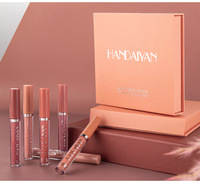 HANDAIYAN Kit de 6 rouges à lèvres liquides haute pigmentation, hydratants, imperméables, longue tenue, fini velours mat