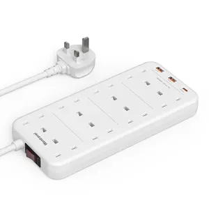 Wontravel presa elettrica multipla universale USB tipo C 20W PD Fast Charger Cord Strips 8 prese 3 Pin Power Strip