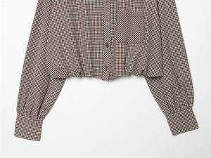 GX1524 Blouse <span class=keywords><strong>Femme</strong></span> Décontractée à Manches Longues Col Polo à <span class=keywords><strong>Carreaux</strong></span> Style Urbain Printemps Automne - Product Image 4