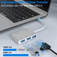 Adaptateur USB-C 5 en 1 vers HDTV/VGA USB 3.0 avec prise en charge 4K/1080P, 3 ports USB 3.0 compatibles
