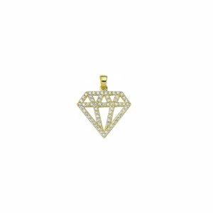 Collier en or massif 14 carats avec pendentif à breloque en forme de diamant géométrique - Product Image 2